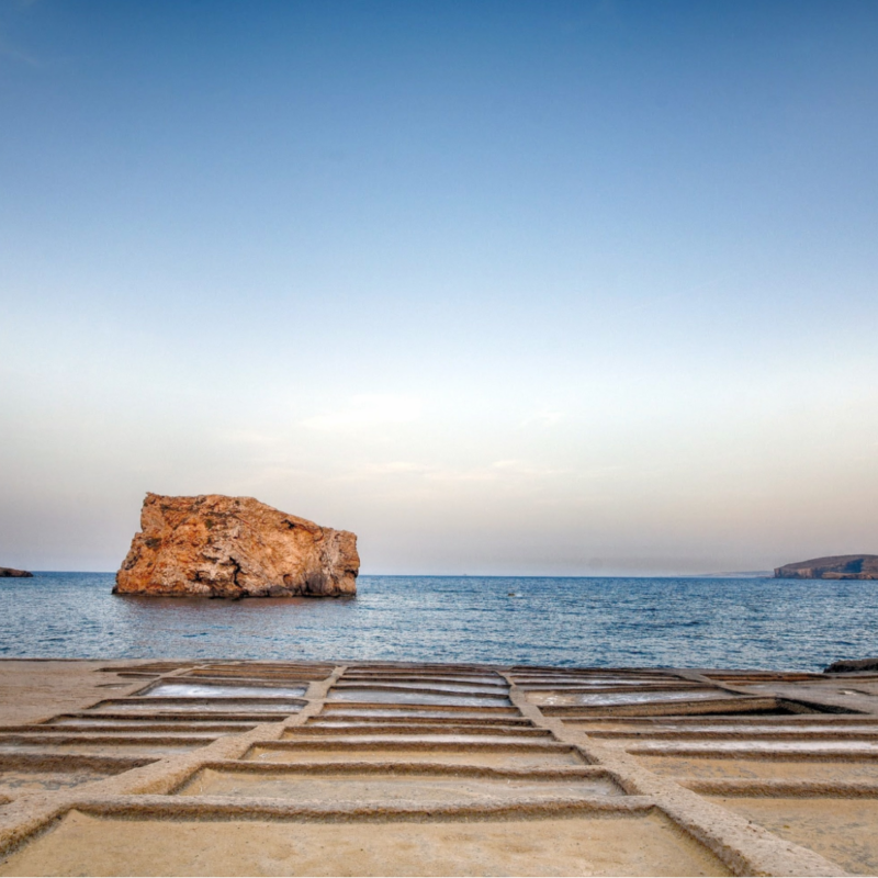 Coastal landscape in Gozo showing the Salt Pans
